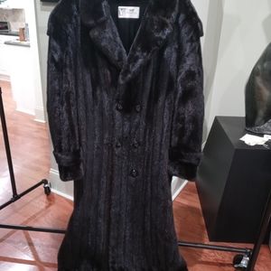 Men's York Furs black mink double breasted long coat